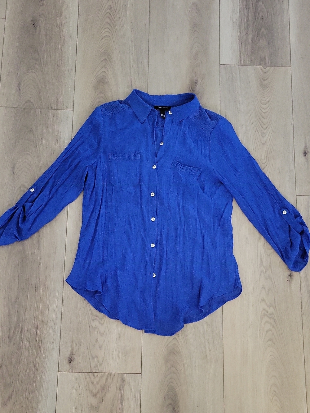 AB Studio Royal Blue Button-Down Blouse